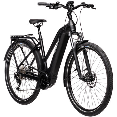 Bicicleta de viaje eléctrica CUBE TOURING HYBRID PRO 500 TRAPEZ Mujer Negro 2021 0